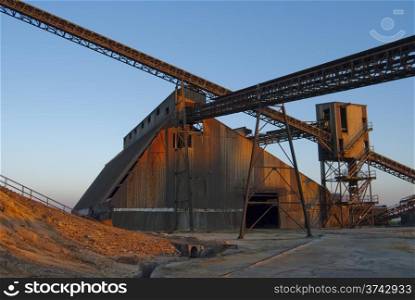 ore silo. pyrite ore silo with conveyors