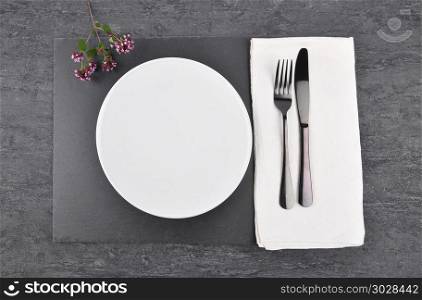 Oregano and table setting on slate