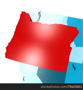 Oregon map on blue USA map image with hi-res rendered artwork that could be used for any graphic design.. Oregon map on blue USA map