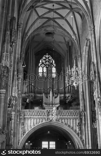 Organ at the Cathedral of St. Stephen. Vienna. Austria