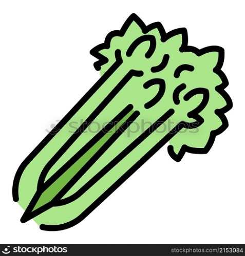 Organic celery icon. Outline organic celery vector icon color flat isolated. Organic celery icon color outline vector