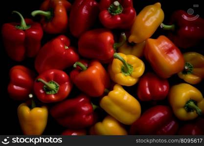 Organic colorful peppers. Above vegetable. Generate Ai. Organic colorful peppers. Generate Ai