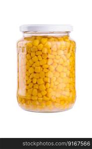 Organic corn in a mason jar isolated