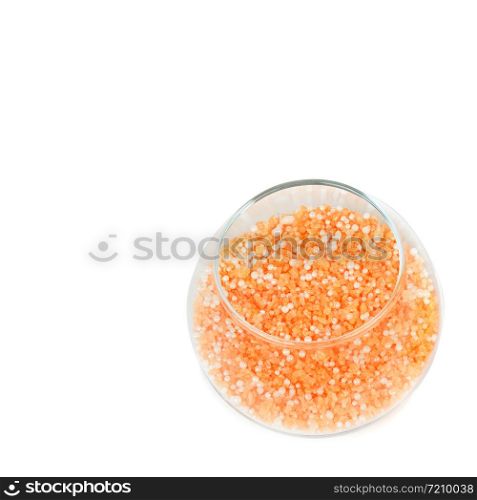Organic cosmetics from sea minerals . Bath salt isolated on white background. Free space for text.