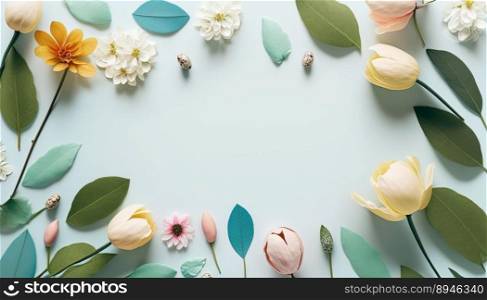Organic Floral of Flowers and Leaves Isolated On a White Background