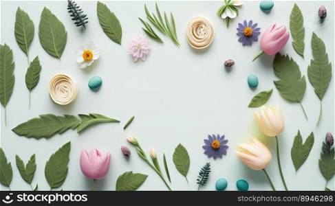 Organic Floral of Flowers and Leaves Isolated On a White Background with Empty Space