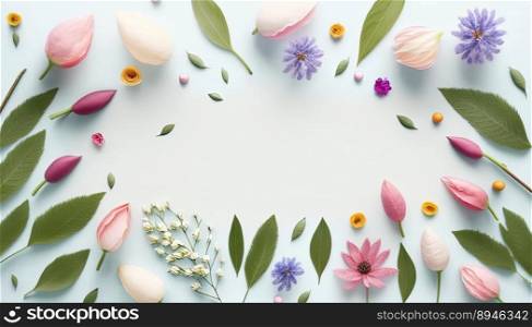 Organic Floral of Flowers and Leaves On a White Background