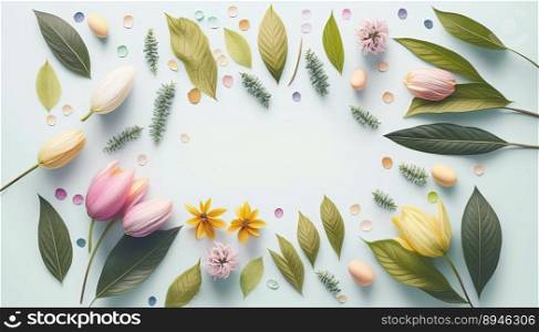Organic Floral of Flowers and Leaves On White Background