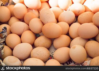 Organic fresh farm eggs at the market place