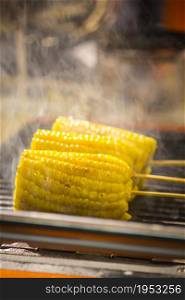 organic grilled corn on the stove