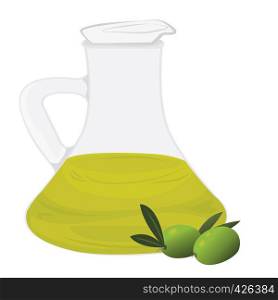 Organic Olive Oil with olives isolated vector illustration on a white background