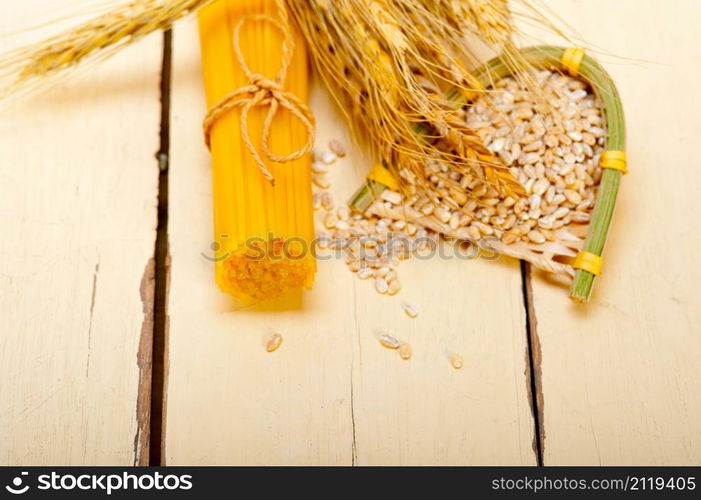 organic Raw italian pasta and durum wheat grains crop