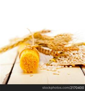 organic Raw italian pasta and durum wheat grains crop