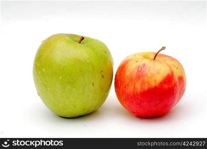 organic Red and Green Apples on white