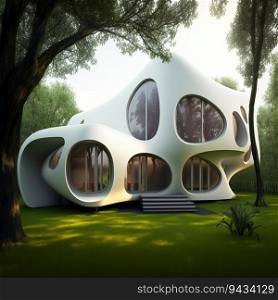 Organic shape house with two rooms created by AI