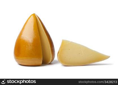 Organic Spanish smoked cheese on white background