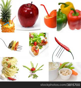 Organic Vegetarian Vegan dietetic food collage bright mood