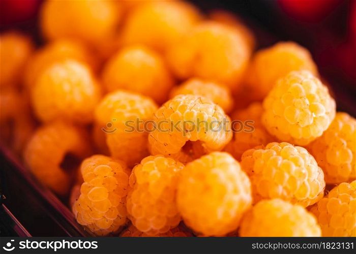 Organic yellow raspberries