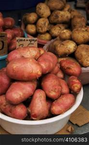 organic young potato on farmers market