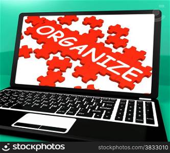 . Organize Puzzle On Notebook Shows Files Management And Emails Organization