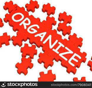 Organize Puzzle Shows Arranging, Managing Or Organizing.
