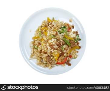 oriental fried rice tyahan - meat and oyster sauce, chinese cuisine