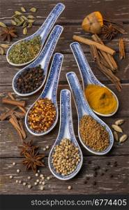 Oriental Spices used as cooking ingredients.