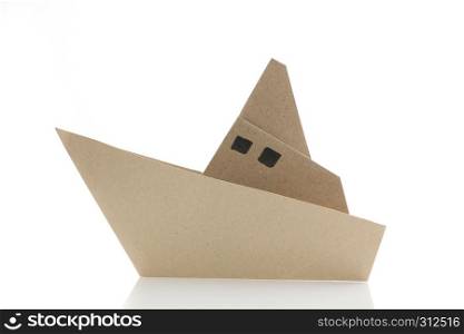 origami boat in white background