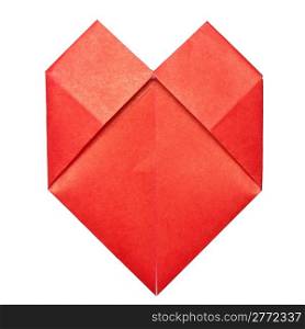 Origami paper heart isolated on white