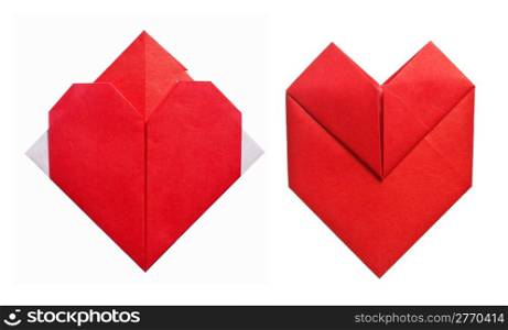Origami paper hearts