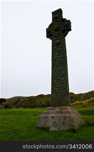 Original celtic cross on Isle of Iona, more than 1000 years old