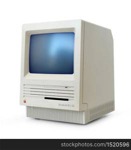 Original classic Apple Macintosh SE computer isolated on white