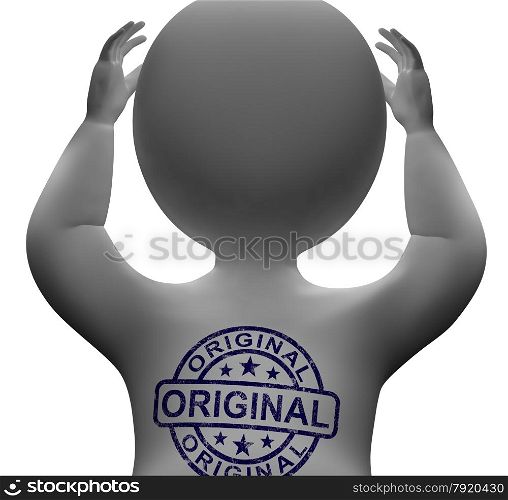 Original Stamp On Man Shows Genuine Authentic Products. Original Stamp On Man Showing Genuine Authentic Products