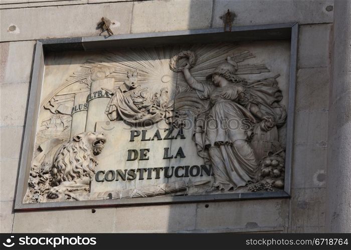 Ornament on the plaza de la constitucion in Barcelona