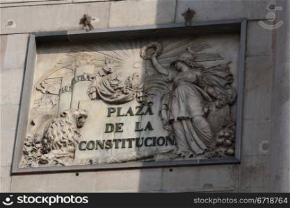 Ornament on the plaza de la constitucion in Barcelona
