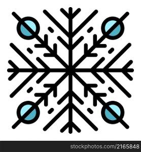 Ornament snowflake icon. Outline ornament snowflake vector icon color flat isolated. Ornament snowflake icon color outline vector