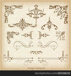 Ornamental dividers and ornaments. Vector illustration.
