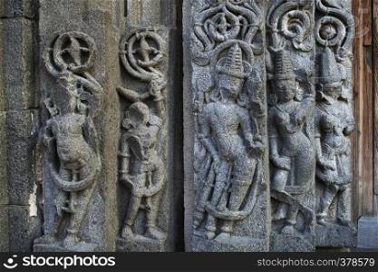 Ornamented Walls, Daitya Sudan temple, Lonar, Buldhana District, Maharashtra, India.. Ornamented Walls, Daitya Sudan temple, Lonar, Buldhana District, Maharashtra, India