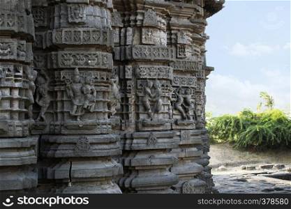 Ornamented Walls, Daitya Sudan temple, Lonar, Buldhana District, Maharashtra, India.. Ornamented Walls, Daitya Sudan temple, Lonar, Buldhana District, Maharashtra, India