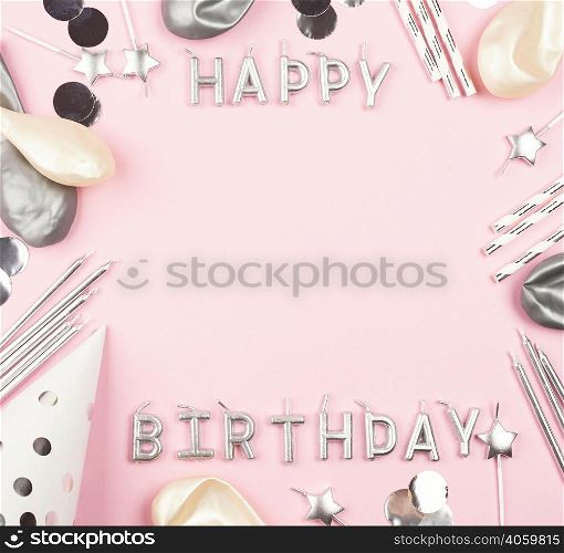ornaments frame with pink background
