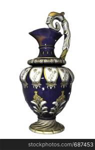 Ornate chinese ceramic or porcelain vase, with decorative flower patterns, isolated against a white background.