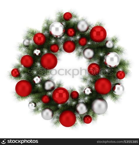 ornate christmas wreath isolated on white background
