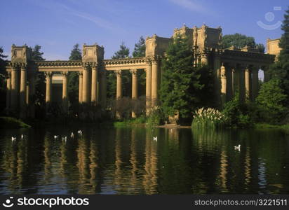 Ornate Columns Surrounding A Pond