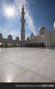 Ornate courtyard mosque in Abu Dhabi