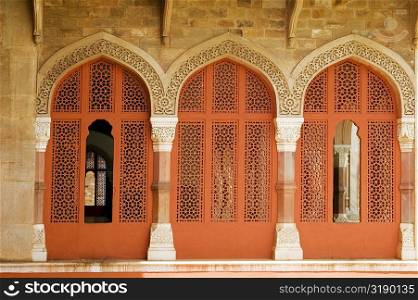 Ornate doorways inside a museum, Government Central Museum, Jaipur, Rajasthan, India