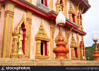 Ornate facade of a buddhist temple, Thailand