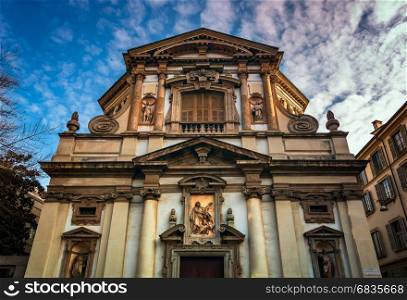 Ornate Facade of Saint Giuseppe Church in Milan, Italy