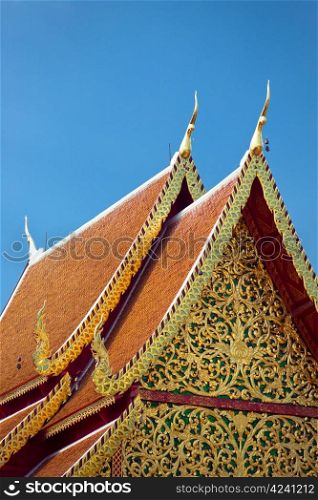 Ornate roof of buddhist temple, Wat Doi Suthep, Chiang Mai, Thailand