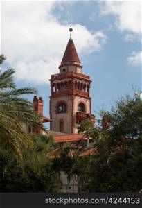 Ornate tower and details of Ponce de Leon hotel now Flagler college built Henry Flagler in St Augustine Florida