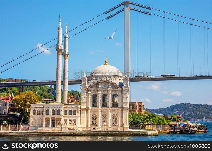 Ortakoy Mosque and the Bosphorus Bridge on the background, Istanbul, Turkey.. Ortakoy Mosque and the Bosphorus Bridge on the background, Istanbul, Turkey